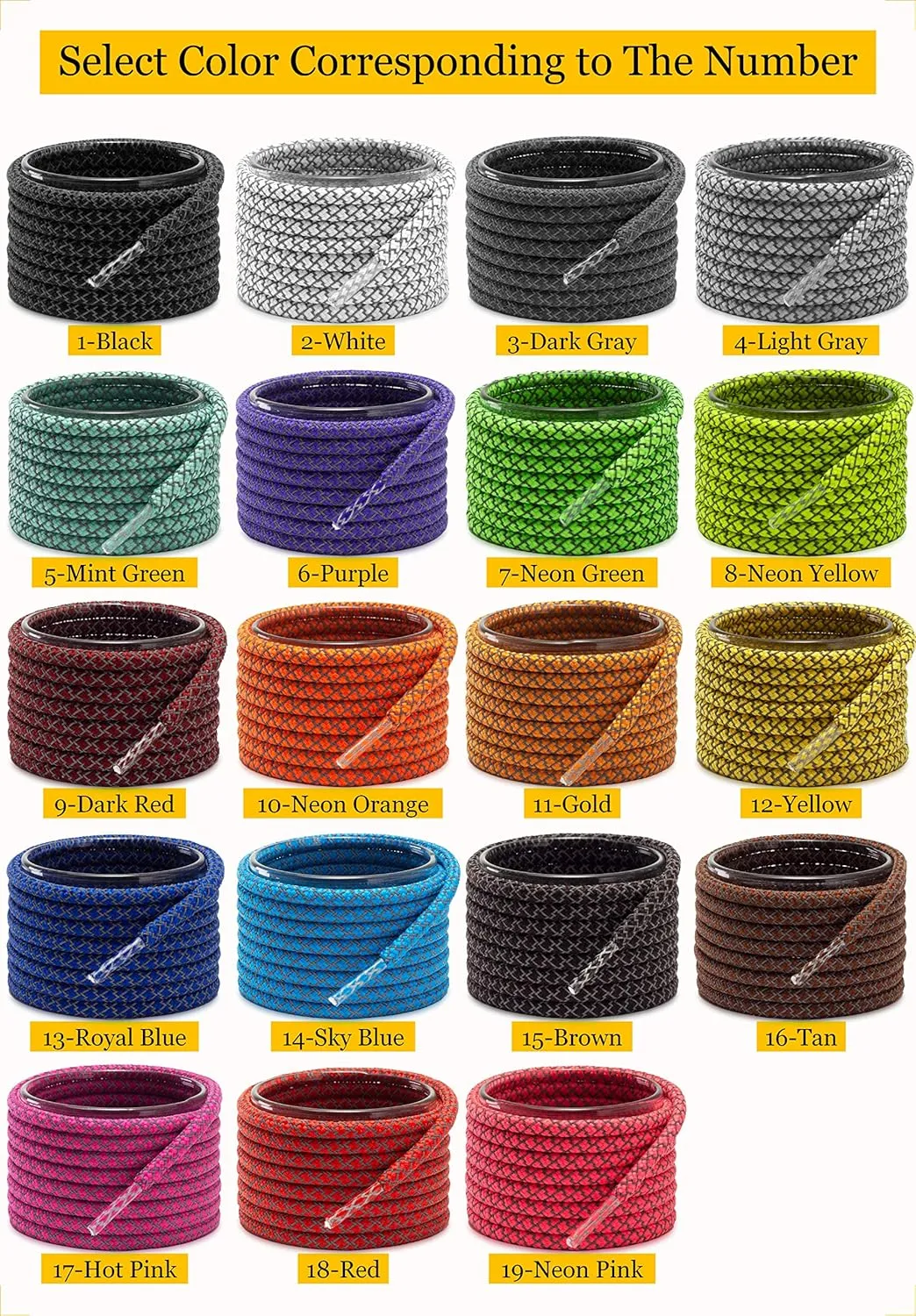 Shoemate [2 Pair Pack Stylish Reflective Round Shoelaces for Sneakers, Athletic Shoes and Running Shoes