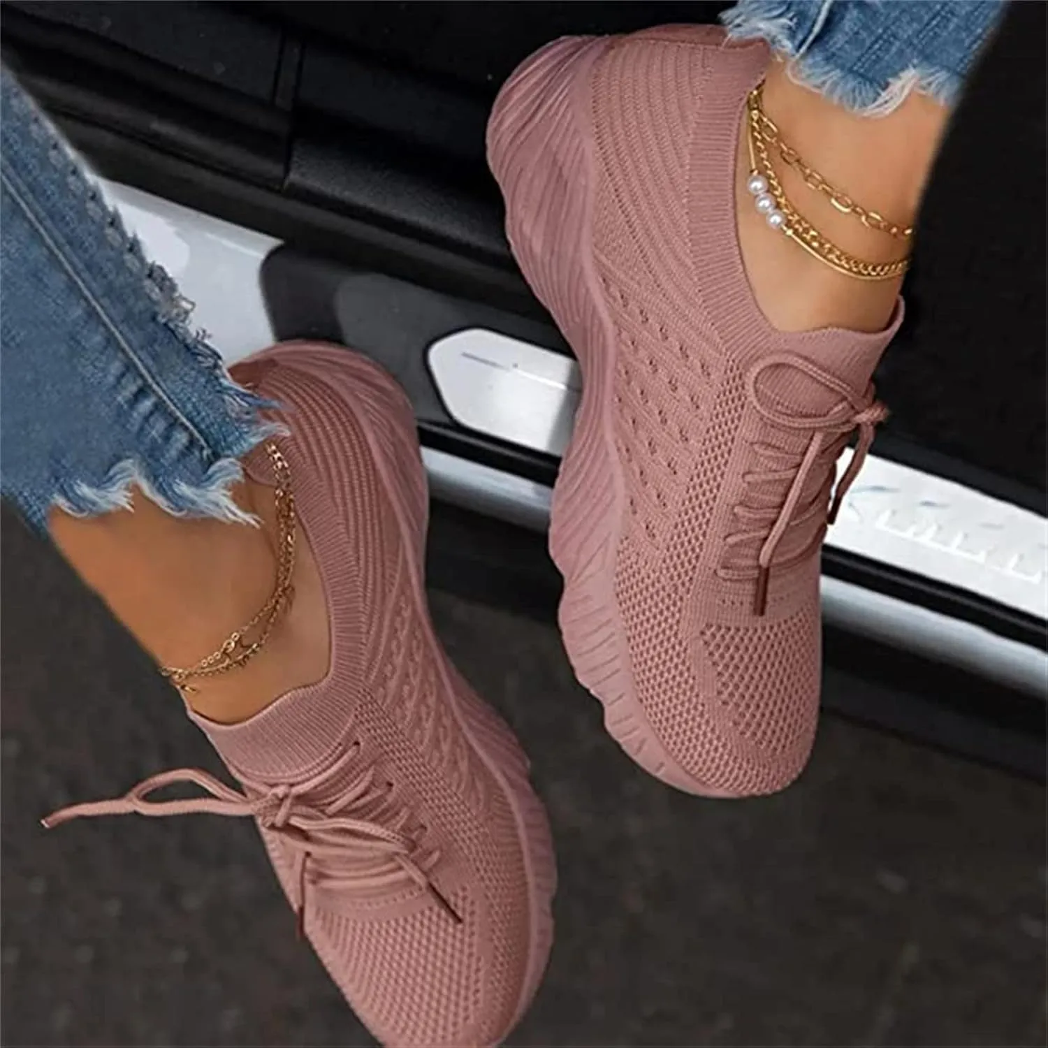 Shoes for Women Sneakers Slip On Walking Tennis Shoes Memory Foam Lightweight Casual Sneakers Gym Mesh Running Shoes