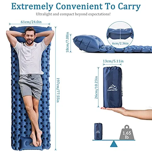 Sleeping Pad for Camping,Inflatable Camping Pad with Foot Press for Single