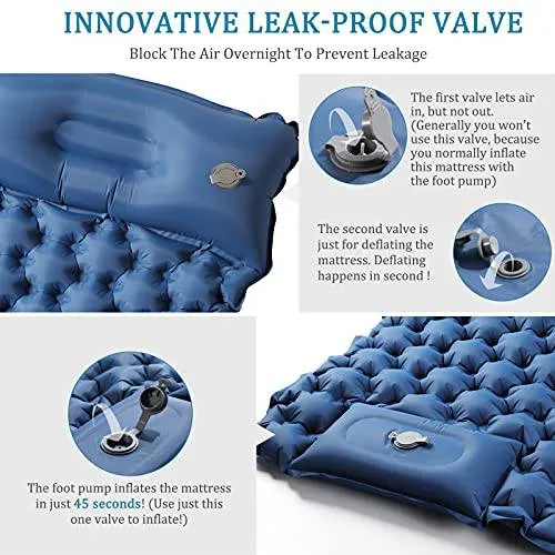 Sleeping Pad for Camping,Inflatable Camping Pad with Foot Press for Single