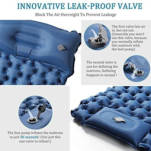 Sleeping Pad for Camping,Inflatable Camping Pad with Foot Press for Single