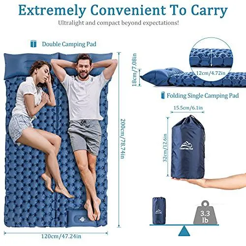 Sleeping Pad for Camping,Inflatable Camping Pad with Foot Press for Single