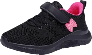 Sneakers for Girls Breathable Knit Mesh Running Shoes with Hook and Loop Kids Sports Lightweight Casual Walking Sneakers