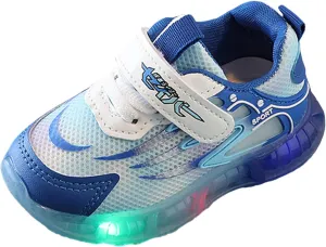 Sneakers for Girls Causal Fashion LED Flashing Running Shoes for Kids with Hook and Loop Breathable Walking Sneakers