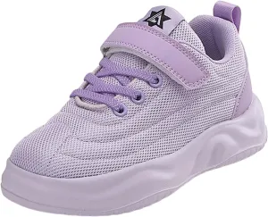 Sneakers for Girls Hook and Loop Lightweight Running Shoes Lace up Breathable Mesh Thick Sole Comfortable Sports Sneakers