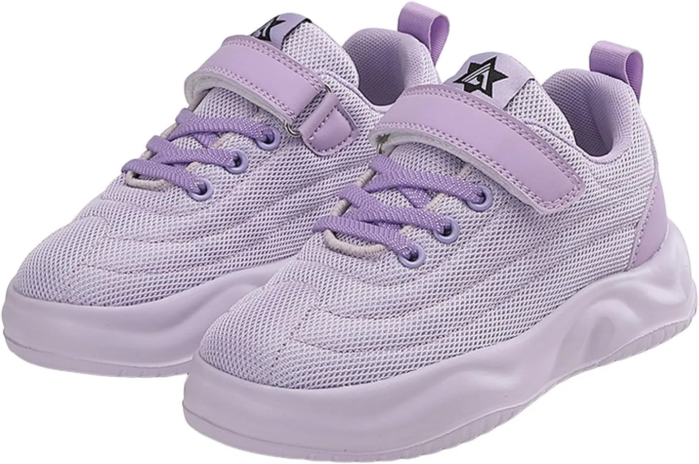 Sneakers for Girls Hook and Loop Lightweight Running Shoes Lace up Breathable Mesh Thick Sole Comfortable Sports Sneakers
