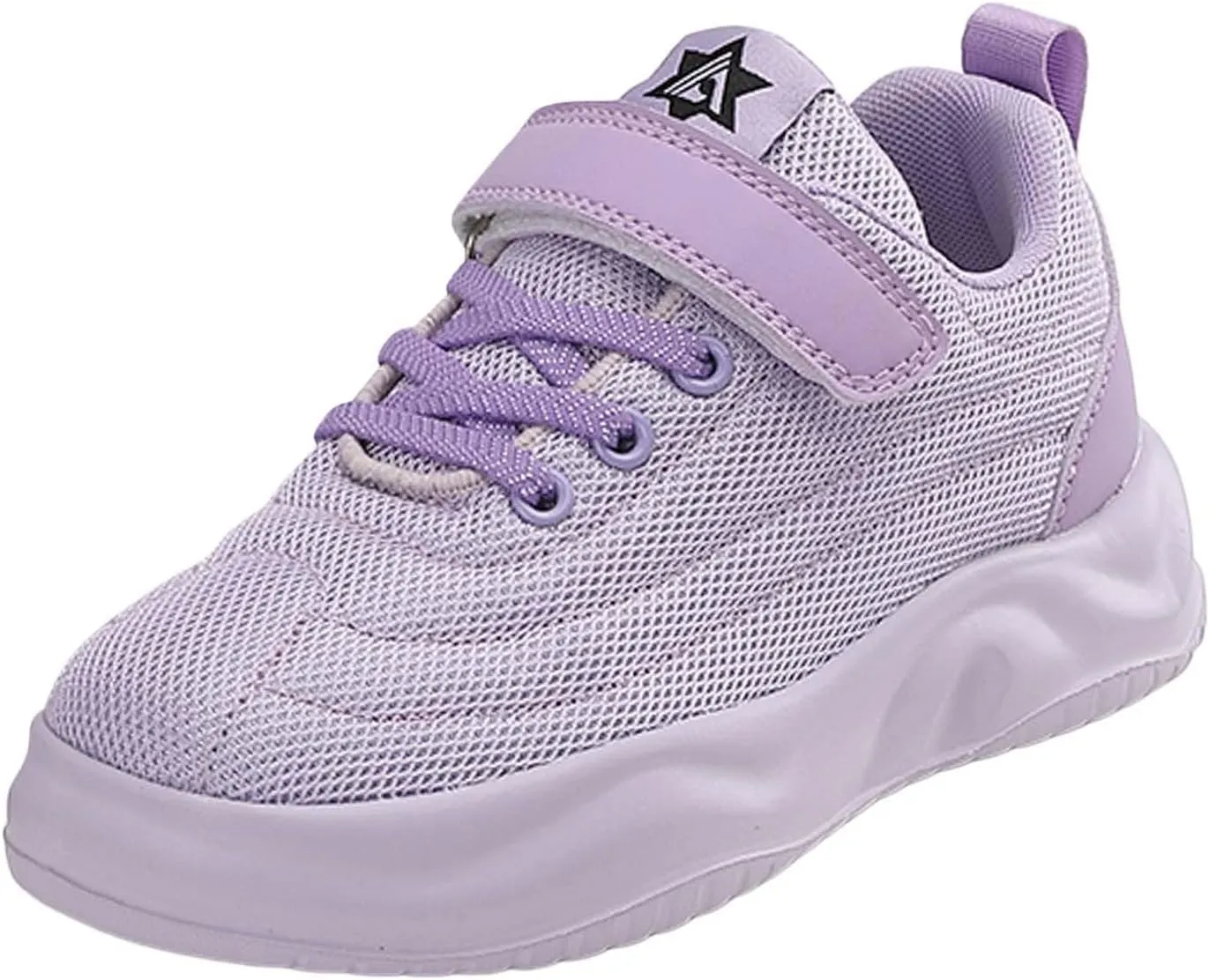 Sneakers for Girls Hook and Loop Lightweight Running Shoes Lace up Breathable Mesh Thick Sole Comfortable Sports Sneakers