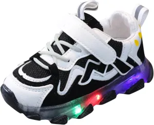Sneakers for Girls Light Up Running Shoes with Hook and Loop Lightweight Breathable Anti-Slip LED Flashing Sneakers for Kids
