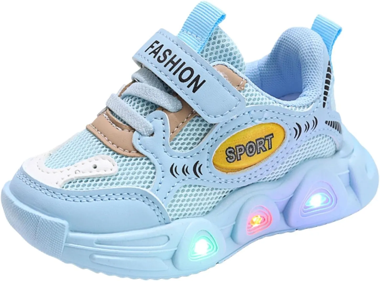 Sneakers for Girls Luminous Light Up Running Shoes with Hook and Loop Kids Non-Slip LED Flashing Breathable Walking Shoes