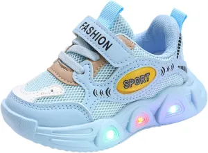 Sneakers for Girls Luminous Light Up Running Shoes with Hook and Loop Kids Non-Slip LED Flashing Breathable Walking Shoes