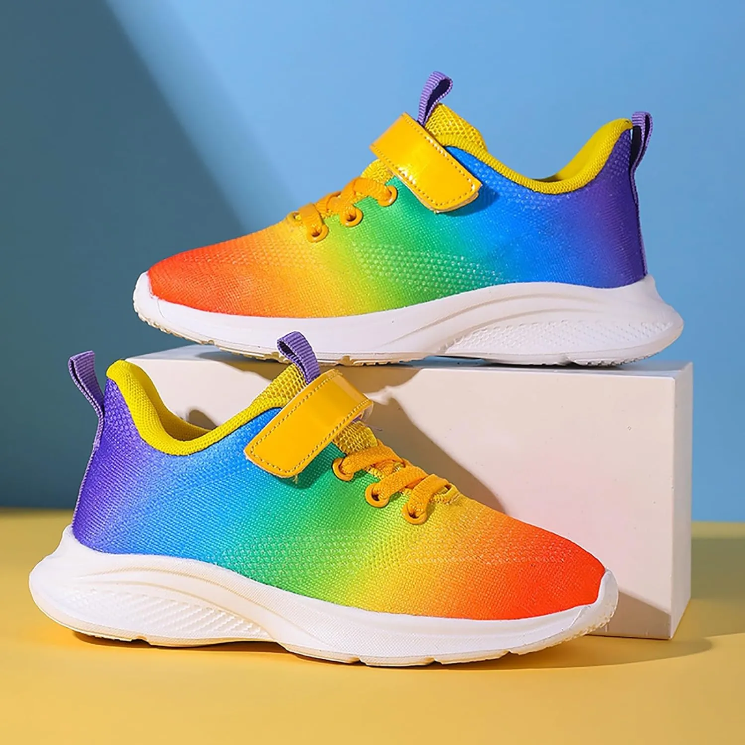 Sneakers for Girls Tennis Running Shoes for Kids with Hook and Loop Athletic Sports Gym Lightweight Casual Walking Sneakers