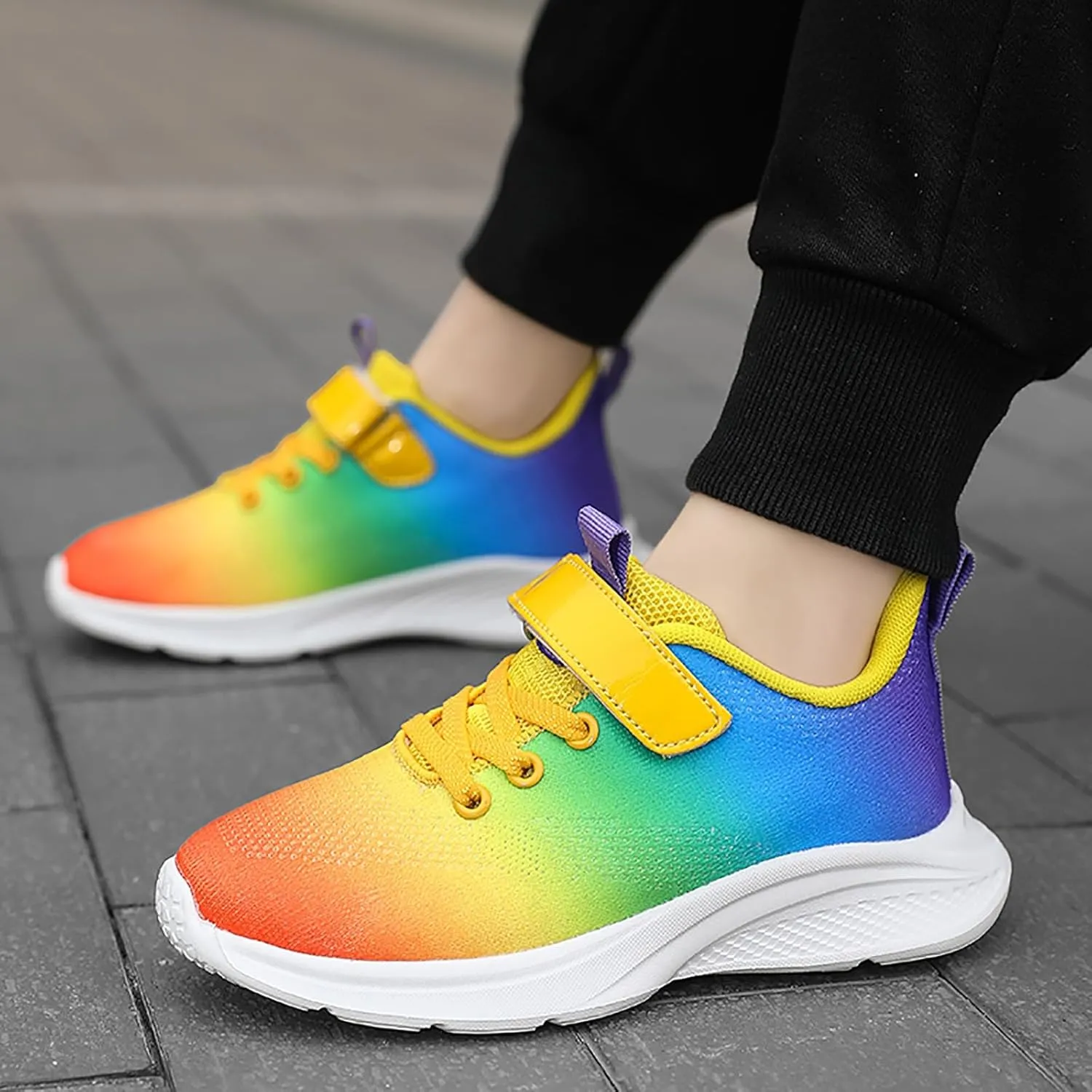 Sneakers for Girls Tennis Running Shoes for Kids with Hook and Loop Athletic Sports Gym Lightweight Casual Walking Sneakers