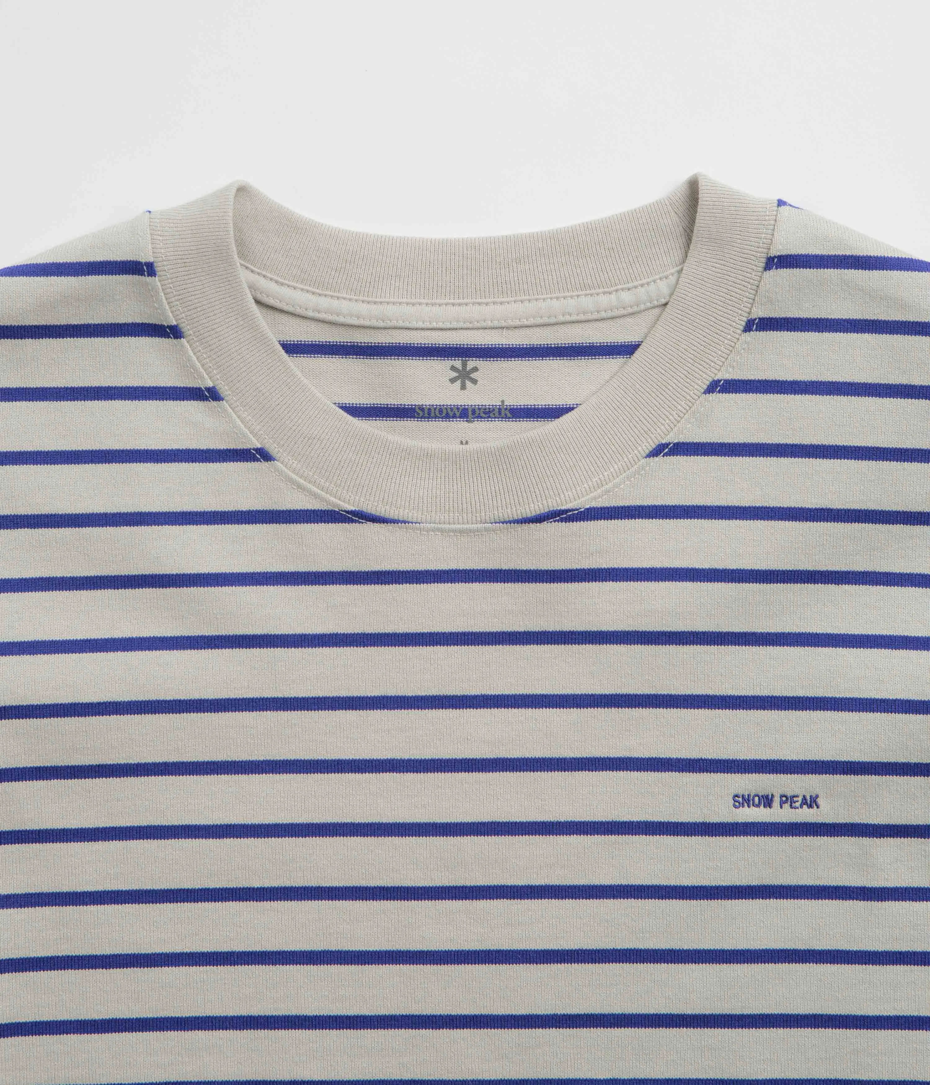 Snow Peak Border Long Sleeve T-Shirt - White / Blue