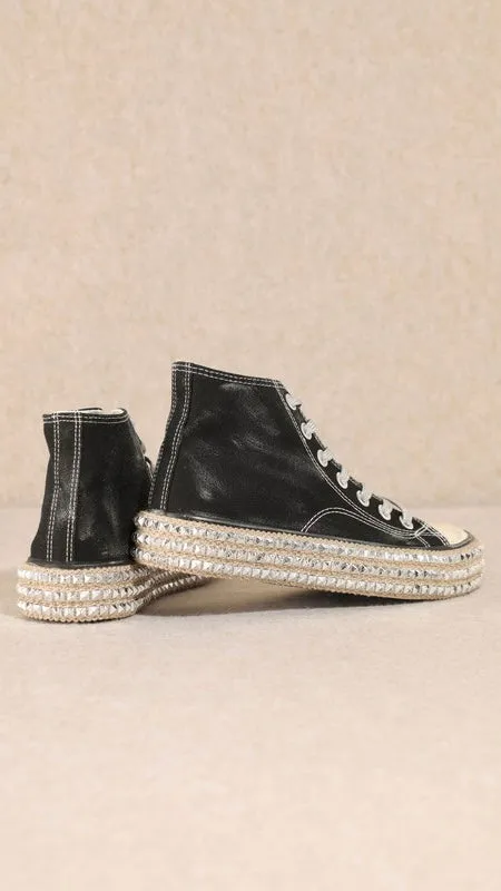 Studded Trim Hi-Top Sneakers