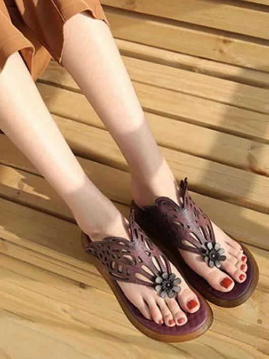 Summer Beach Literature Genuine Leather Slipper