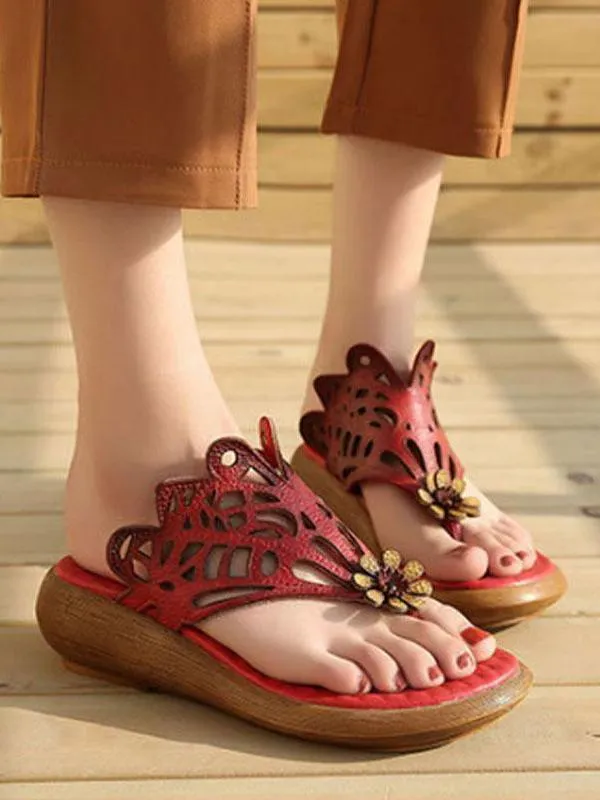 Summer Beach Literature Genuine Leather Slipper
