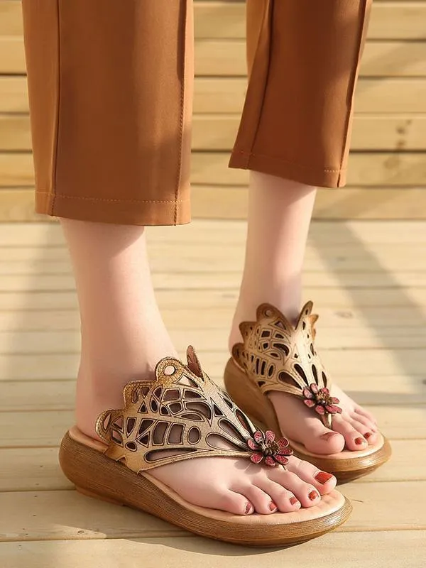 Summer Beach Literature Genuine Leather Slipper
