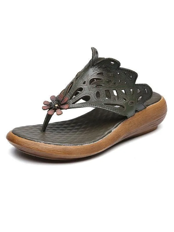 Summer Beach Literature Genuine Leather Slipper