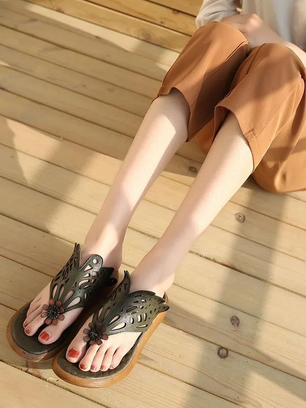Summer Beach Literature Genuine Leather Slipper