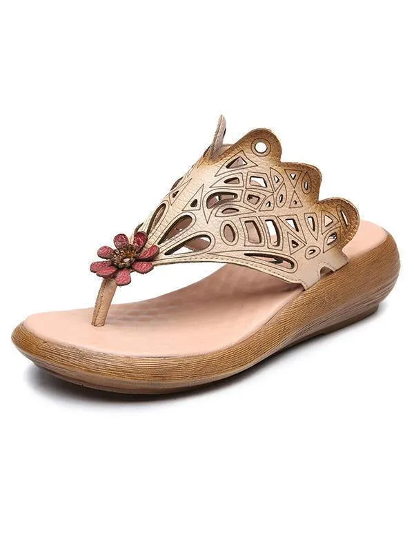 Summer Beach Literature Genuine Leather Slipper