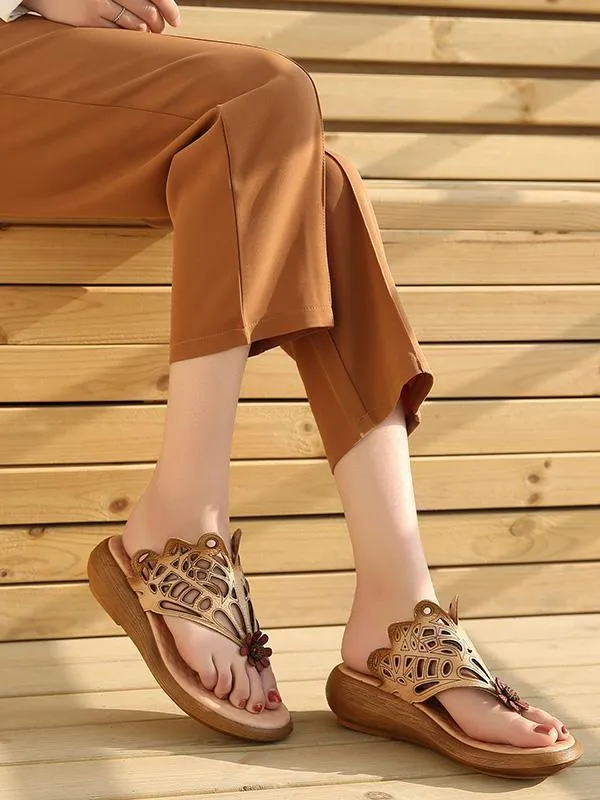 Summer Beach Literature Genuine Leather Slipper