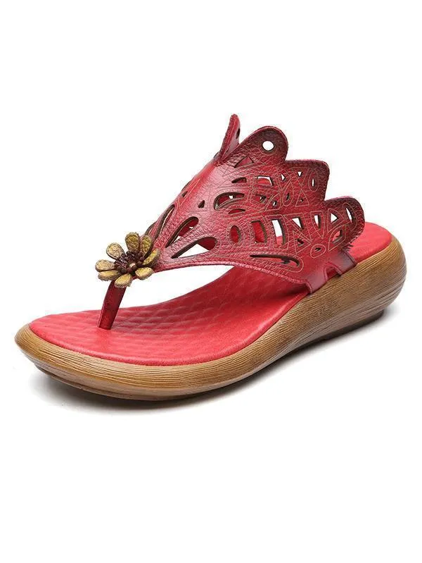 Summer Beach Literature Genuine Leather Slipper