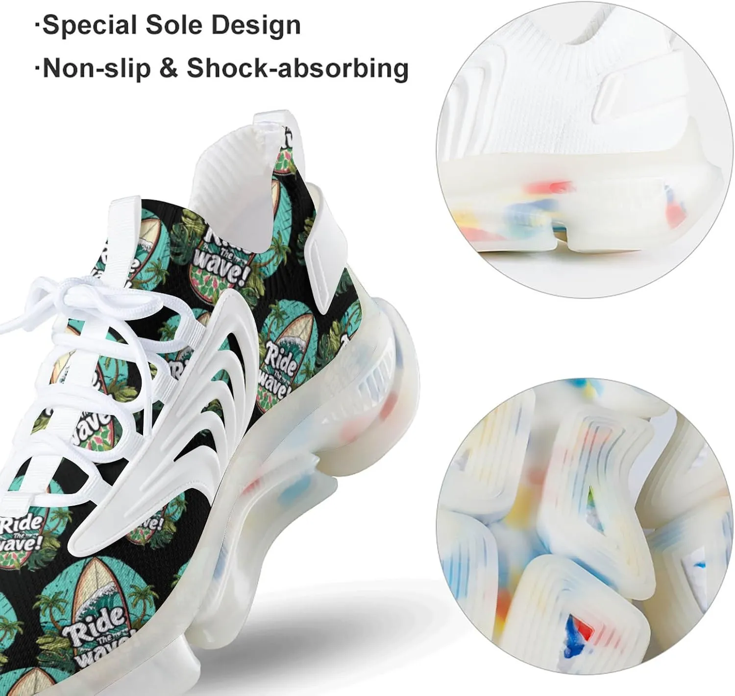 Surfboard Ride The Wave Men's Running Shoes Lightweight Walking Shoe Breathable Sneaker