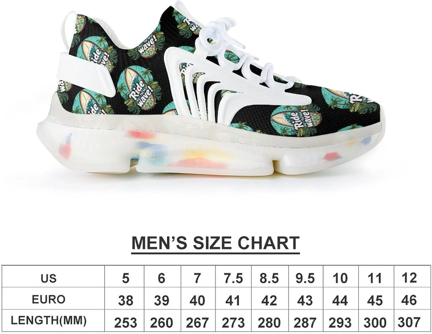 Surfboard Ride The Wave Men's Running Shoes Lightweight Walking Shoe Breathable Sneaker