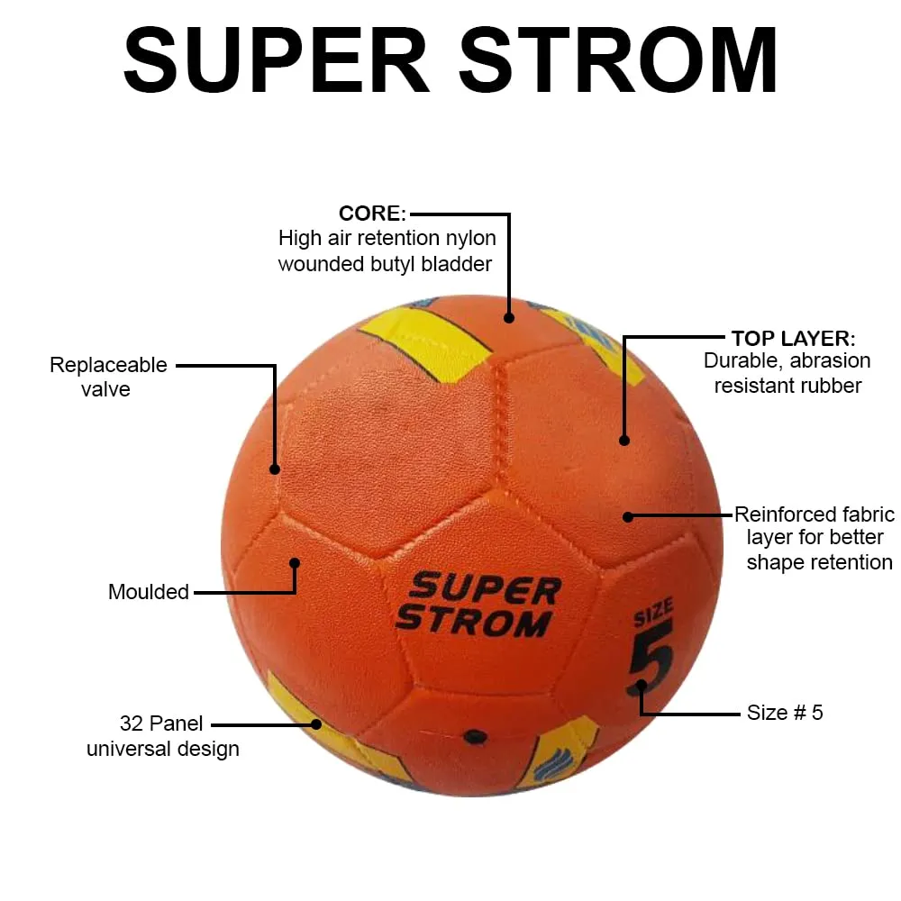 Synco Superstorm Football Size-5 | Street Rubber Molded Soccer Ball (Orange)