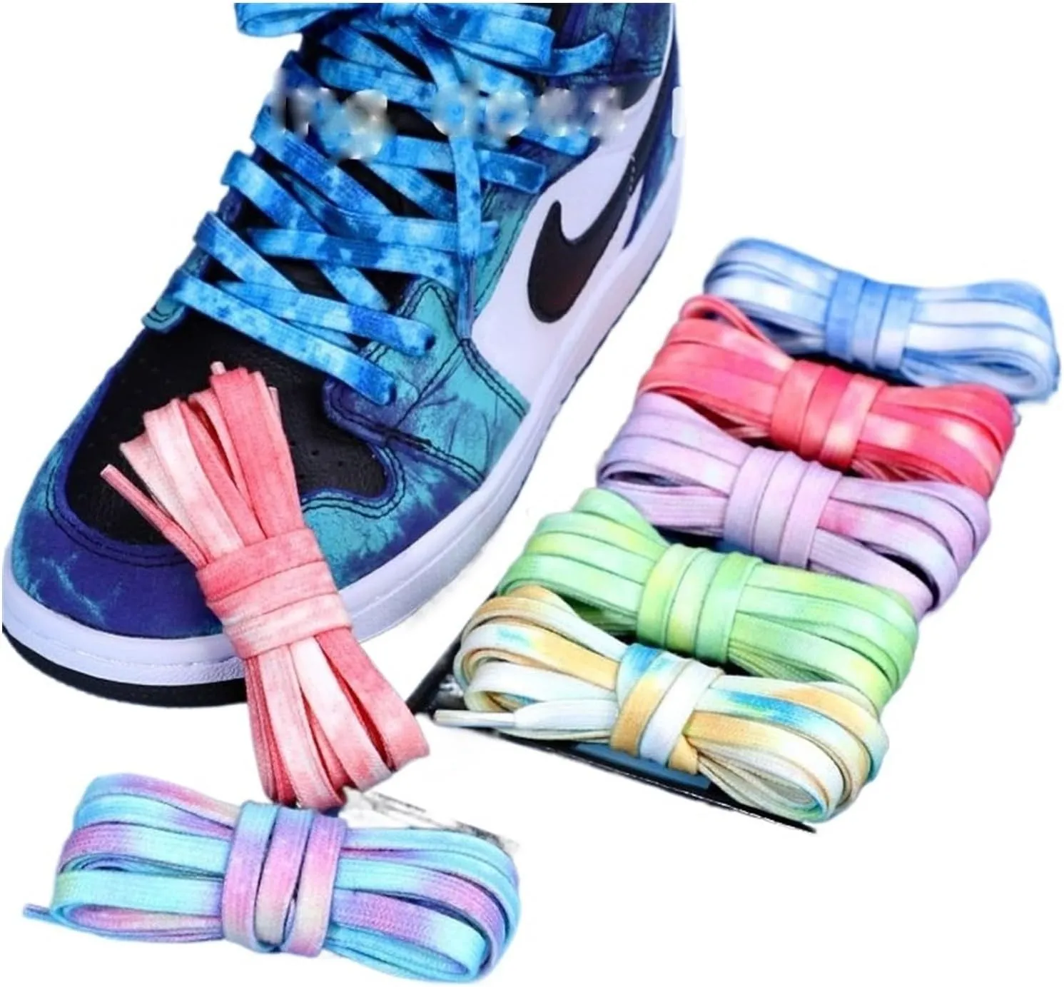 Tie-dye Shoelaces Kids Adult Flat Gradual Shoestring Width Elastic Laces For Sneaker Canvas Shoes Accessories