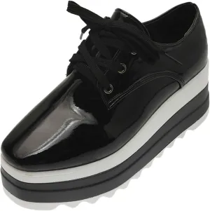 Toe Fashion Color Leather Shoes Women's Bright Solid Strap Casual Platform Shoes Womens Fashion Sneakers