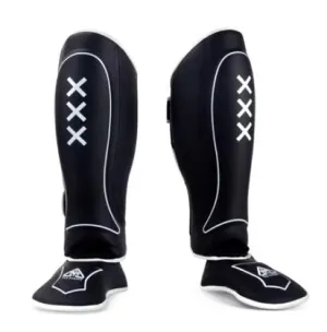 TOFIGHT TFSD3 MUAY THAI BOXING MMA SPARRING SHIN GUARD PROTECTOR SIZE M / L Black White