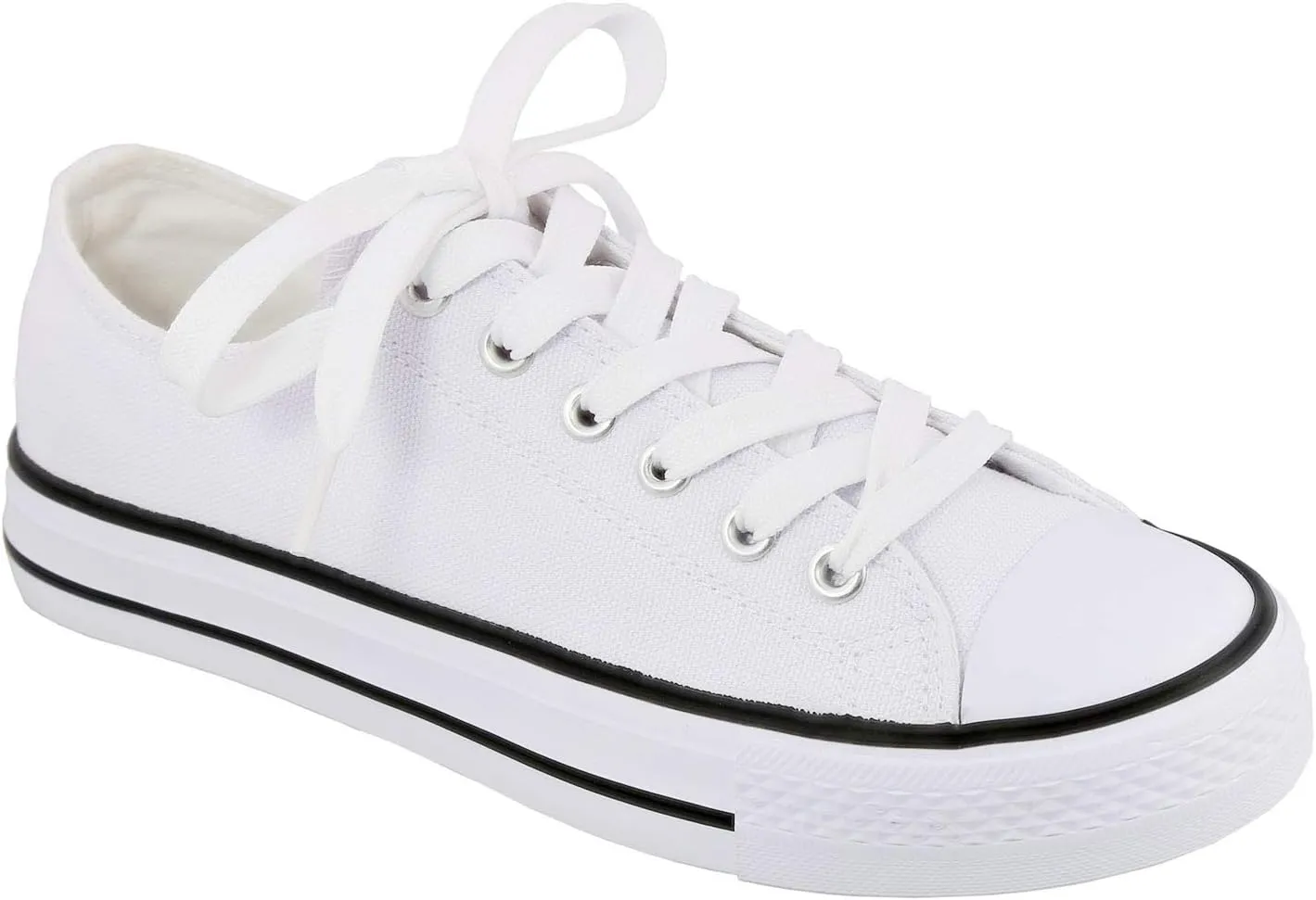 Top Moda Women's Canvas Low Cut Top Lace Up Flat Slip On Sneakers