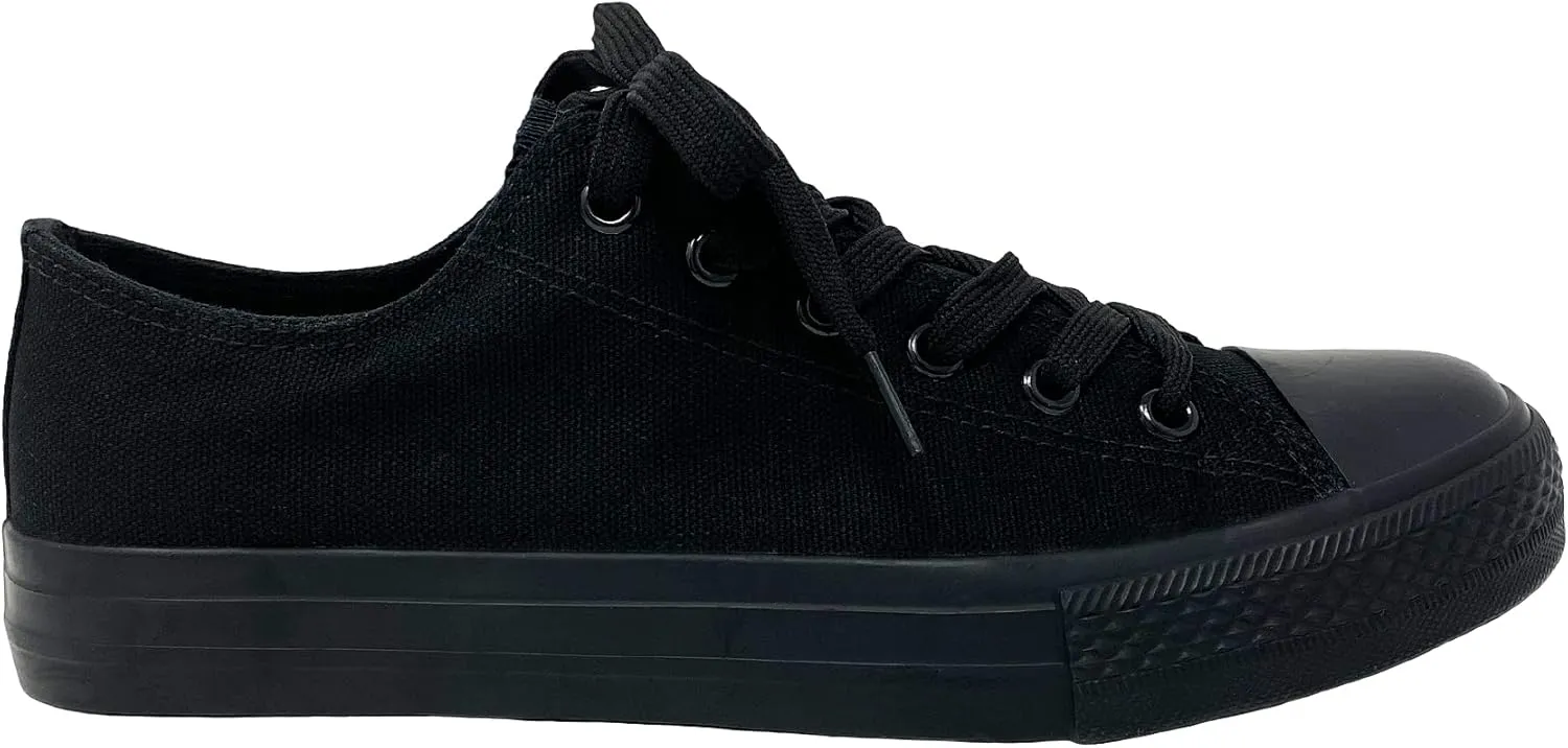 Top Moda Women's Canvas Low Cut Top Lace Up Flat Slip On Sneakers