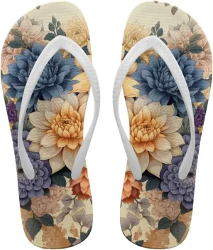 Tropical Flower Print Sandals Women Butterfly Summer Lightweight Flip Flops Shock-Absorbing for Walking All-Day Comfort