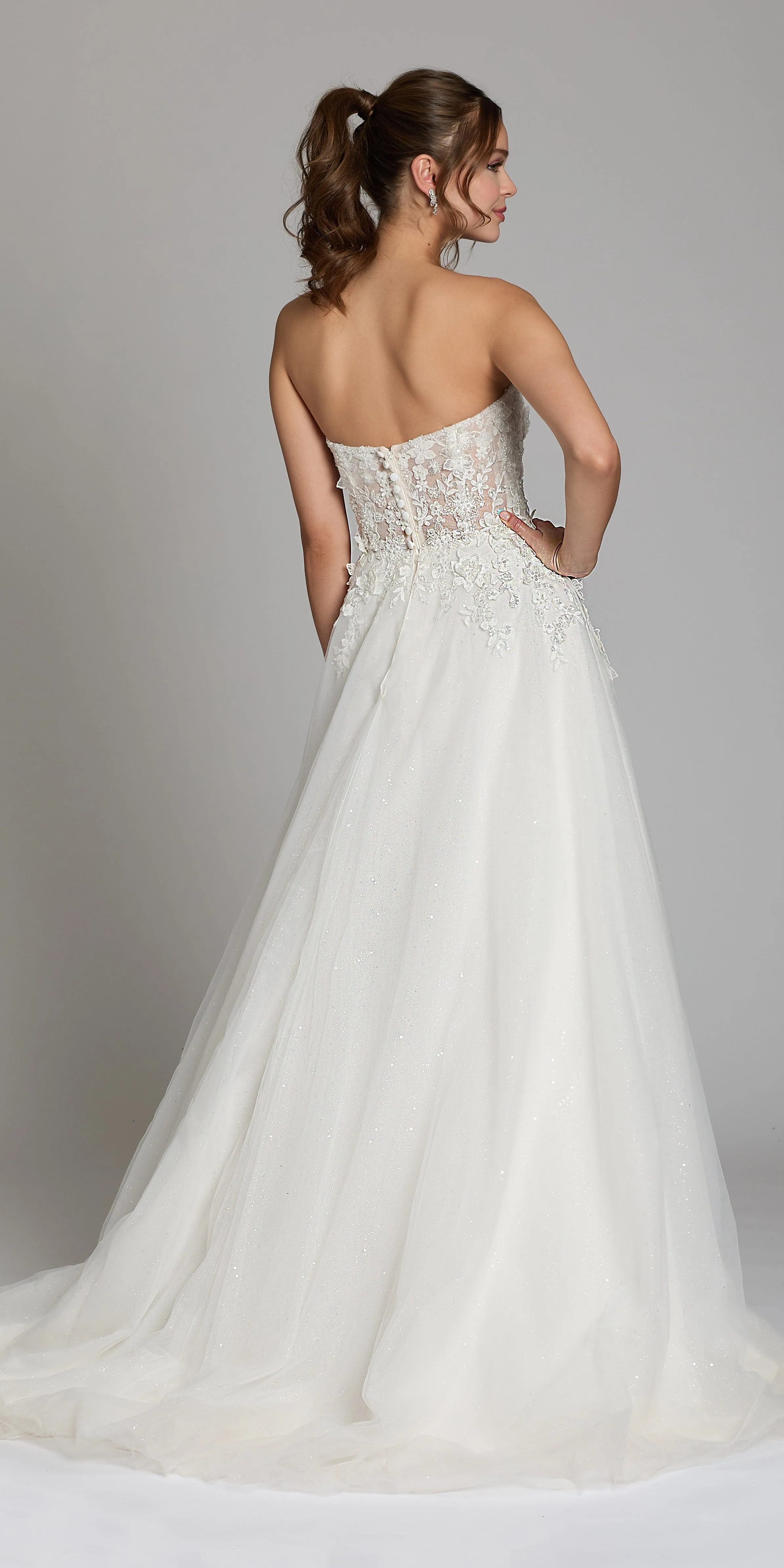 Tulle A Line Dress with 3D Embellished Appliques