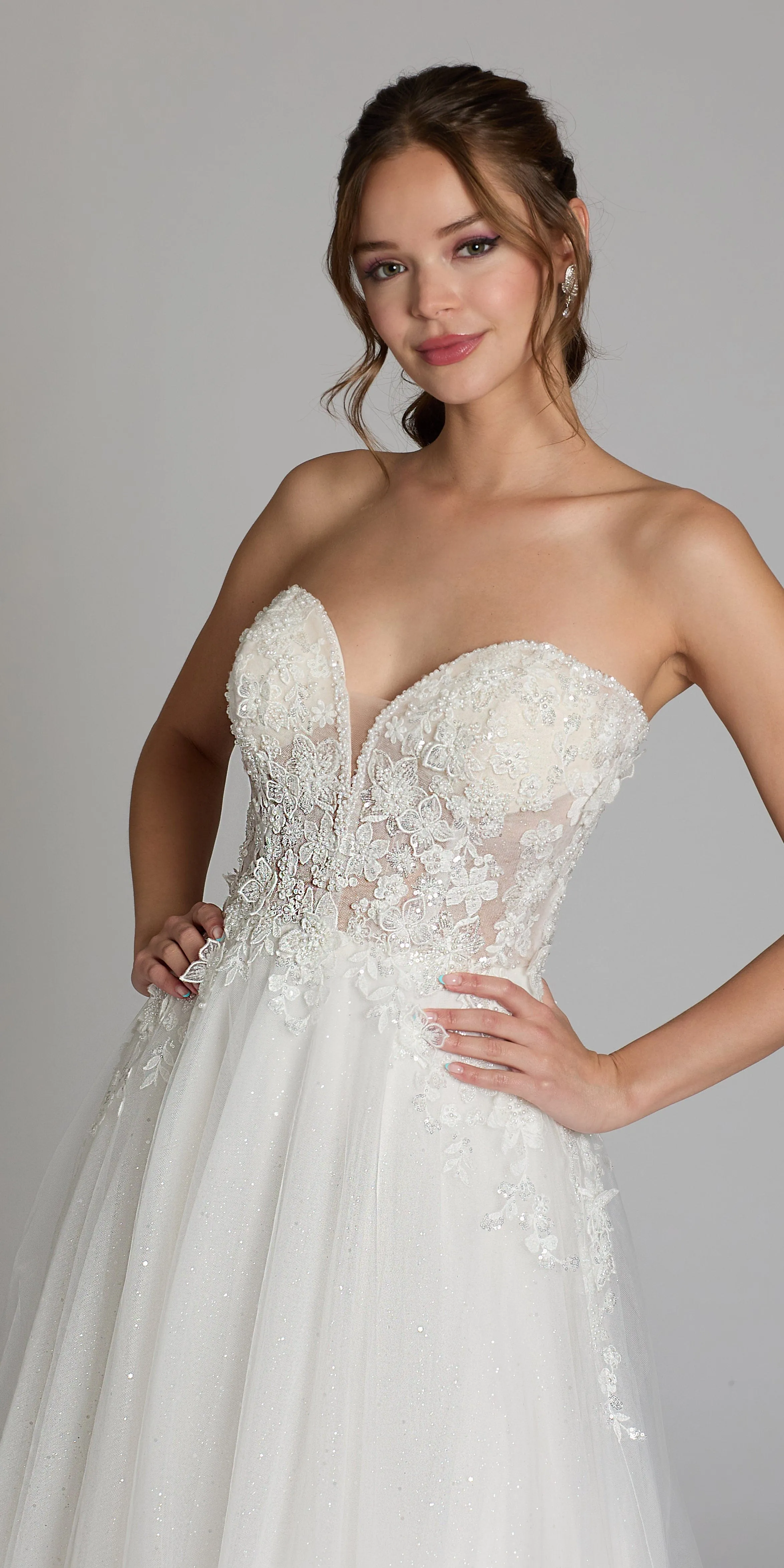 Tulle A Line Dress with 3D Embellished Appliques