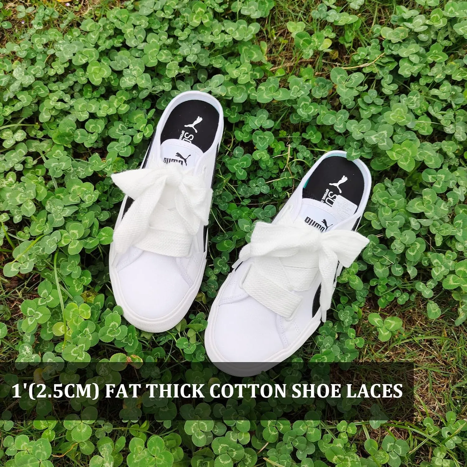 UamGlsob Fat Cotton Shoe Laces for Puma Sneakers, Flat Wide Athletic Shoelaces Replacement Strings for Skate Shoes
