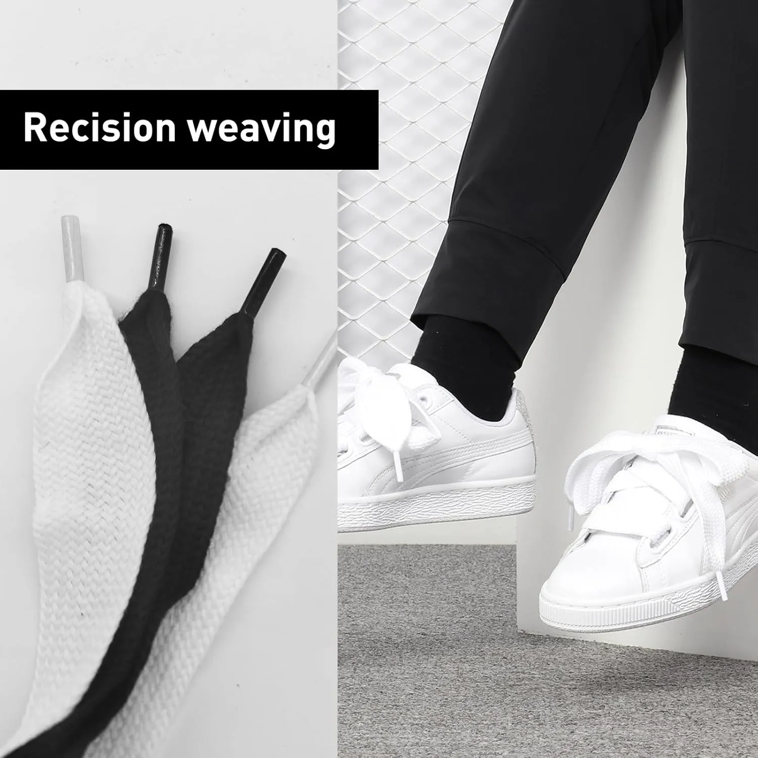 UamGlsob Fat Cotton Shoe Laces for Puma Sneakers, Flat Wide Athletic Shoelaces Replacement Strings for Skate Shoes