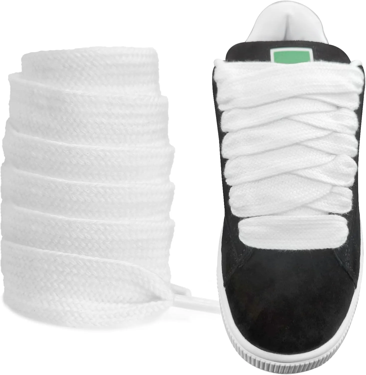 UamGlsob Fat Cotton Shoe Laces for Puma Sneakers, Flat Wide Athletic Shoelaces Replacement Strings for Skate Shoes