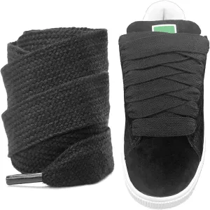 UamGlsob Fat Cotton Shoe Laces for Puma Sneakers, Flat Wide Athletic Shoelaces Replacement Strings for Skate Shoes
