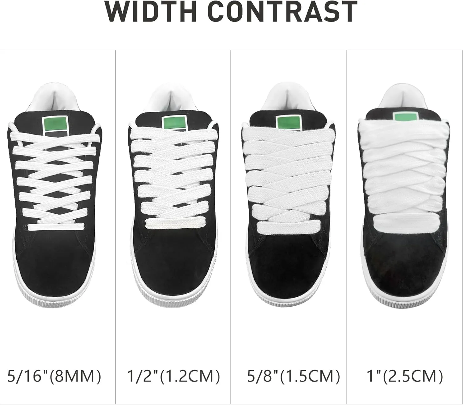 UamGlsob Fat Cotton Shoe Laces for Puma Sneakers, Flat Wide Athletic Shoelaces Replacement Strings for Skate Shoes