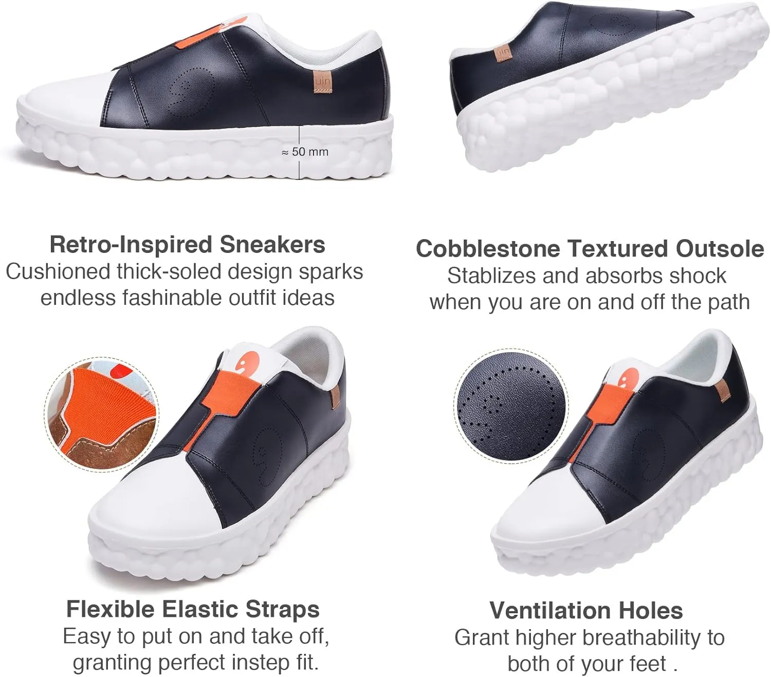 UIN Women's Fashion Sneakers Lightweight Walking Casual Slip Ons Art Painted Athletic Travel Skate Shoes Las Ramblas