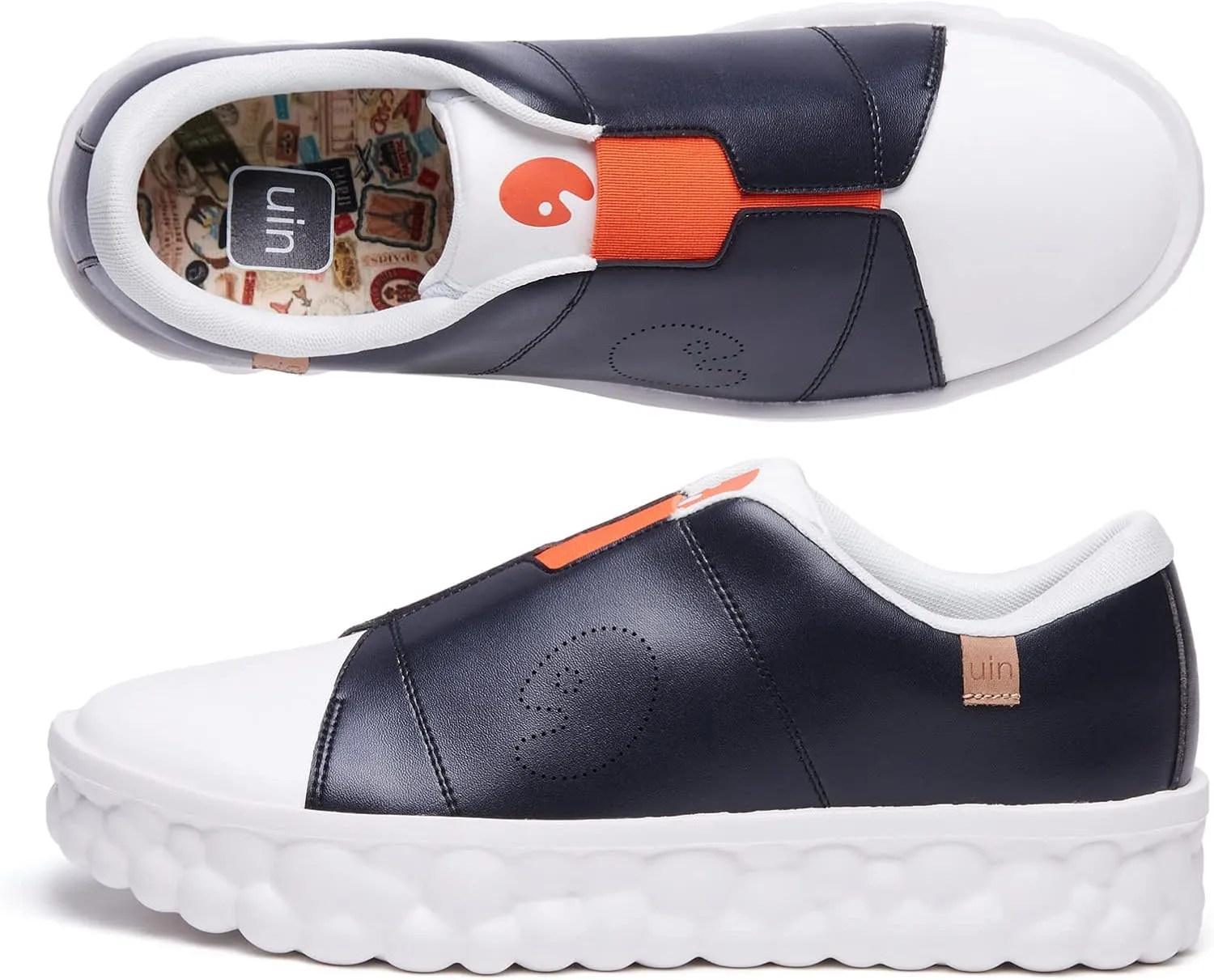 UIN Women's Fashion Sneakers Lightweight Walking Casual Slip Ons Art Painted Athletic Travel Skate Shoes Las Ramblas