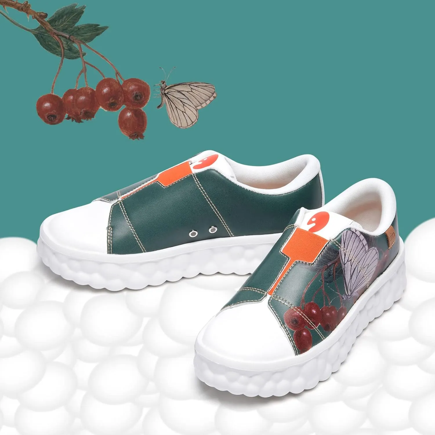 UIN Women's Fashion Sneakers Lightweight Walking Casual Slip Ons Art Painted Athletic Travel Skate Shoes Las Ramblas