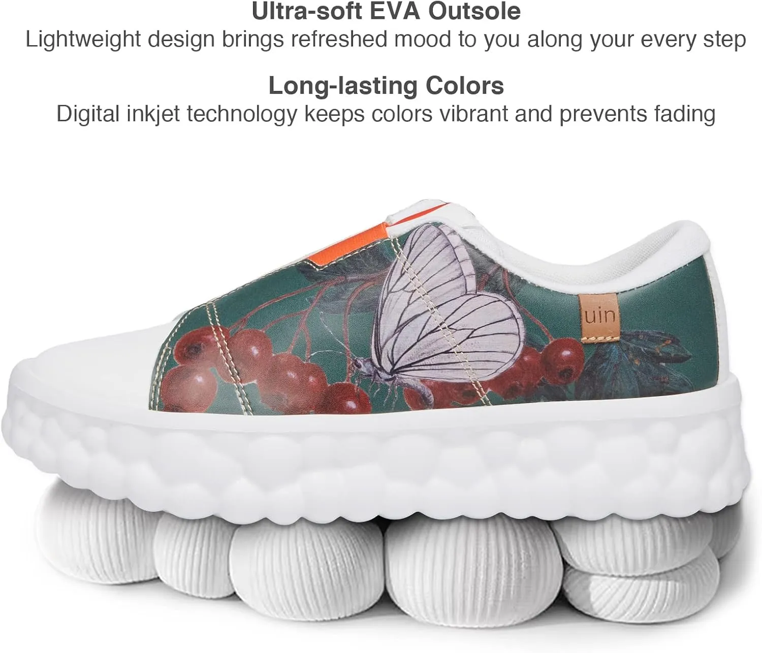 UIN Women's Fashion Sneakers Lightweight Walking Casual Slip Ons Art Painted Athletic Travel Skate Shoes Las Ramblas