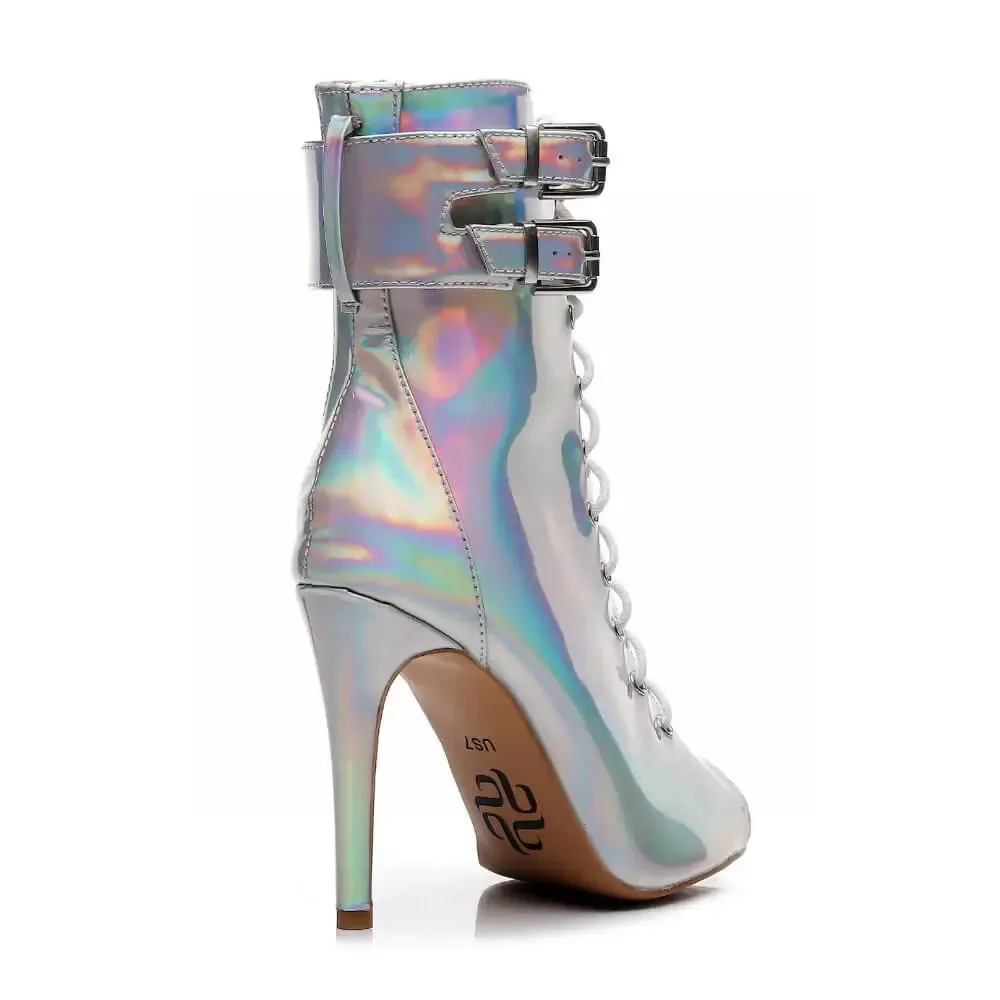 Under the Influence - By Kiira Harper - Open Toe Lace Up Latin Dance Booties (Street Sole)
