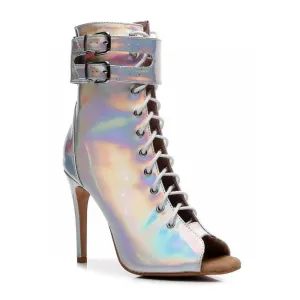 Under the Influence - By Kiira Harper - Open Toe Lace Up Latin Dance Booties (Street Sole)