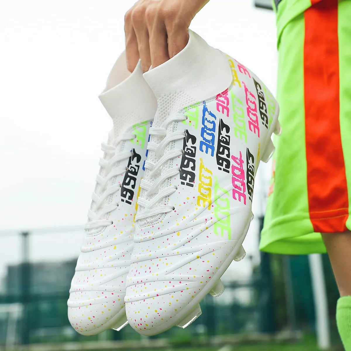 Unisex FG Cleats Training Athletic Non-Slip Long Studs High-Top Football Soccer Shoes for Youth