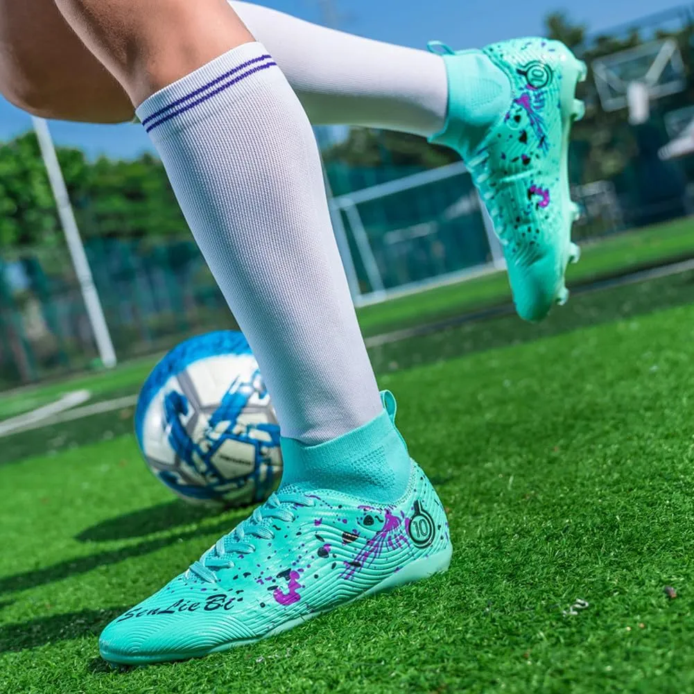 Unisex's Fashion Sports High-Top FG Trainers Cleats Football Sneakers Long Studs AG Soccer Shoes